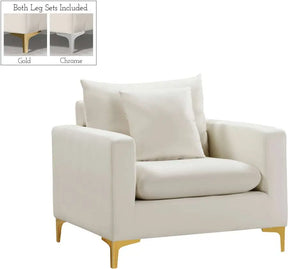 Naomi Velvet Chair In Cream - 633Cream-C | Meridian