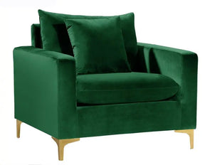 Naomi Velvet Chair In Green - 633Green-C | Meridian