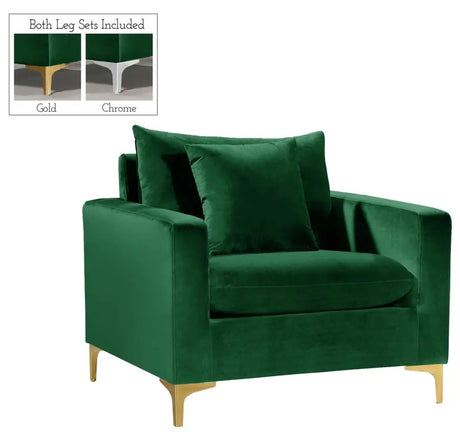 Meridian Furniture - Naomi Velvet Chair In Green - 633Green-C