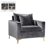 Meridian Furniture - Naomi Velvet Chair In Grey - 633Grey-C