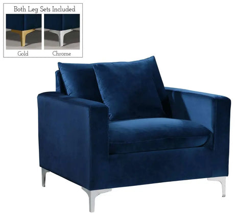 Meridian Furniture - Naomi Velvet Chair In Navy - 633Navy-C