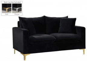 Naomi Velvet Loveseat In Black - 633Black-L | Meridian