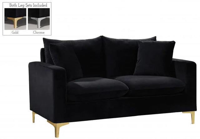 Meridian Furniture - Naomi Velvet Loveseat In Black - 633Black-L