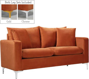Naomi Velvet Loveseat In Cognac - 633Cognac-L | Meridian