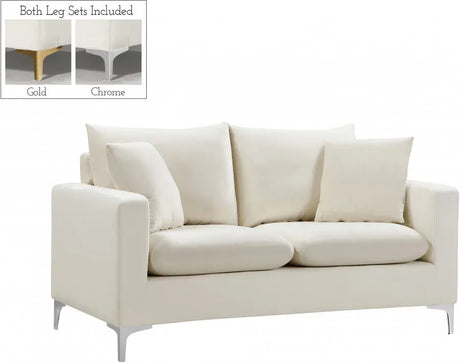 Meridian Furniture - Naomi Velvet Loveseat In Cream - 633Cream-L