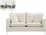 Meridian Furniture - Naomi Velvet Loveseat In Cream - 633Cream-L