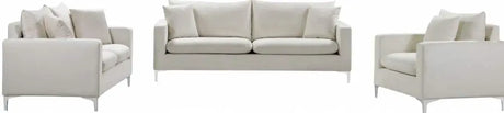 Meridian Furniture - Naomi Velvet Loveseat In Cream - 633Cream-L