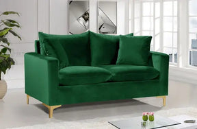 Naomi Velvet Loveseat In Green - 633Green-L | Meridian
