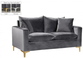 Naomi Velvet Loveseat In Grey - 633Grey-L | Meridian