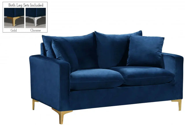 Meridian Furniture - Naomi Velvet Loveseat In Navy - 633Navy-L