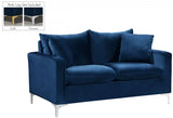 Meridian Furniture - Naomi Velvet Loveseat In Navy - 633Navy-L