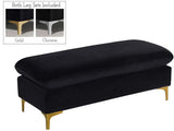 Meridian Furniture - Naomi Velvet Ottoman Bench In Black - 636Black-Ott