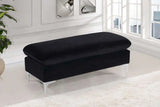 Meridian Furniture - Naomi Velvet Ottoman Bench In Black - 636Black-Ott