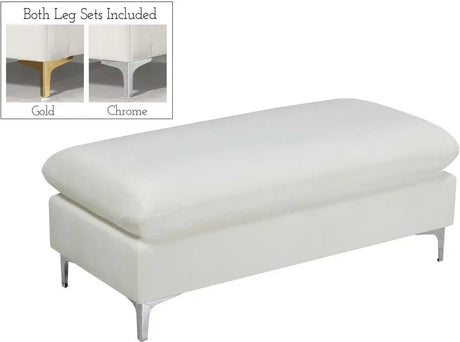 Meridian Furniture - Naomi Velvet Ottoman Bench In Cream - 636Cream-Ott