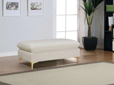 Meridian Furniture - Naomi Velvet Ottoman Bench In Cream - 636Cream-Ott