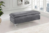 Meridian Furniture - Naomi Velvet Ottoman Bench In Grey - 636Grey-Ott