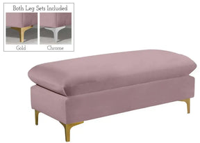 Naomi Velvet Ottoman Bench In Pink - 636Pink-Ott | Meridian