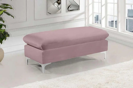 Meridian Furniture - Naomi Velvet Ottoman Bench In Pink - 636Pink-Ott