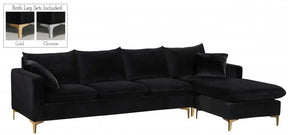 Naomi Velvet Reversible Sectional In Black - 636Black-Sectional | Meridian