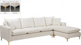 Meridian Furniture - Naomi Velvet Reversible Sectional In Cream - 636Cream-Sectional