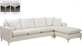 Naomi Velvet Reversible Sectional In Cream - 636Cream-Sectional | Meridian