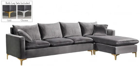 Naomi Velvet Reversible Sectional In Grey - 636Grey-Sectional | Meridian