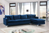 Meridian Furniture - Naomi Velvet Reversible Sectional In Navy - 636Navy-Sectional