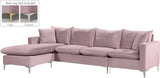 Meridian Furniture - Naomi Velvet Reversible Sectional In Pink - 636Pink-Sectional