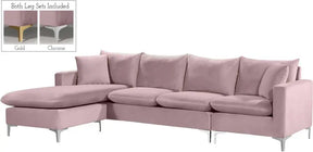 Naomi Velvet Reversible Sectional In Pink - 636Pink-Sectional | Meridian