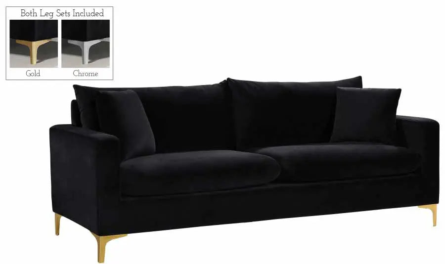 Meridian Furniture - Naomi Velvet Sofa In Black - 633Black-S