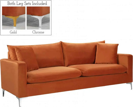 Meridian Furniture - Naomi Velvet Sofa In Cognac - 633Cognac-S