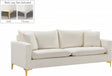 Naomi Velvet Sofa In Cream - 633Cream-S | Meridian