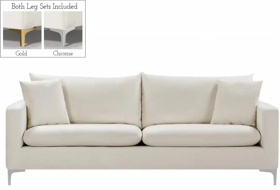 Meridian Furniture - Naomi Velvet Sofa In Cream - 633Cream-S