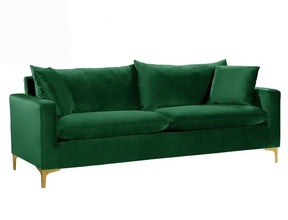 Naomi Velvet Sofa In Green - 633Green-S | Meridian