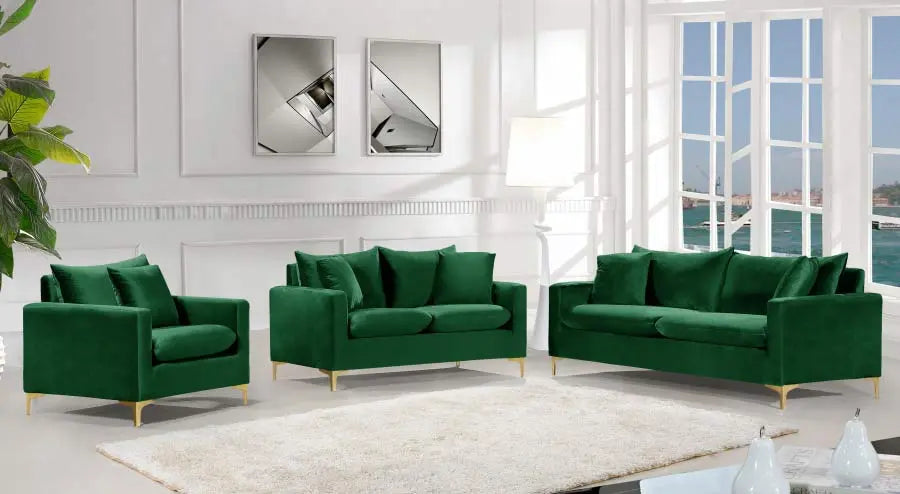 Meridian Furniture - Naomi Velvet Sofa In Green - 633Green-S