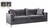 Meridian Furniture - Naomi Velvet Sofa In Grey - 633Grey-S