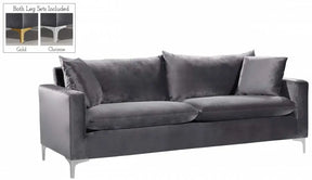 Naomi Velvet Sofa In Grey - 633Grey-S | Meridian