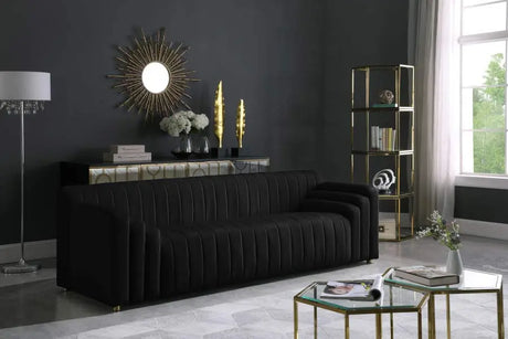 Meridian Furniture - Naya Velvet Sofa In Black - 637Black-S