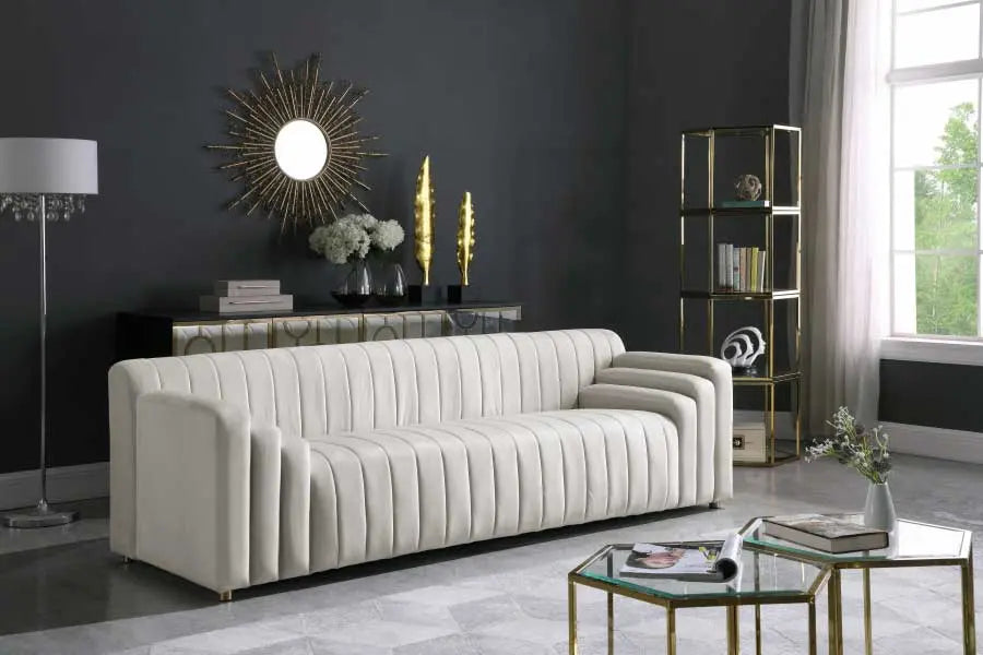 Meridian Furniture - Naya Velvet Sofa In Cream - 637Cream-S