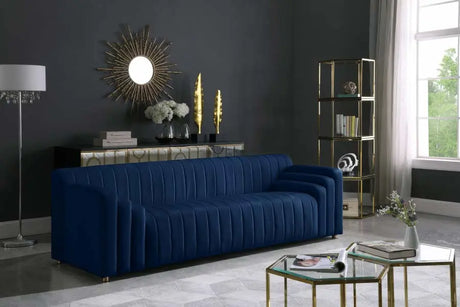 Meridian Furniture - Naya Velvet Sofa In Navy - 637Navy-S