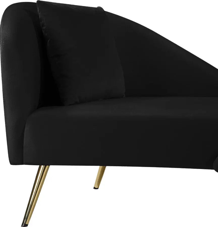 Meridian Furniture - Nolan Velvet Chaise In Black - 656Black-Chaise