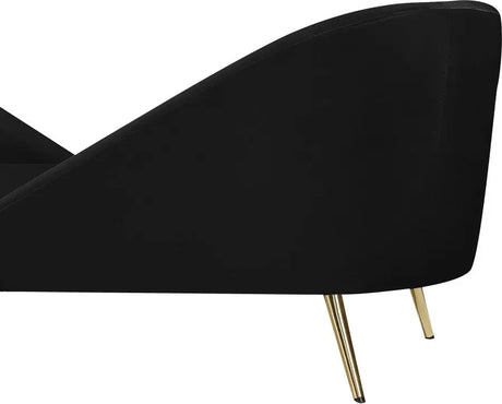 Meridian Furniture - Nolan Velvet Chaise In Black - 656Black-Chaise