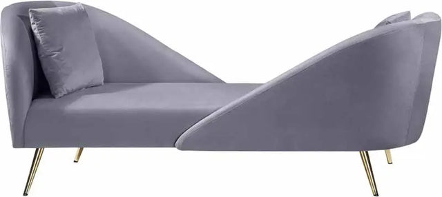 Meridian Furniture - Nolan Velvet Chaise In Grey - 656Grey-Chaise