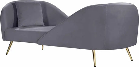 Meridian Furniture - Nolan Velvet Chaise In Grey - 656Grey-Chaise