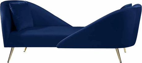 Meridian Furniture - Nolan Velvet Chaise In Navy - 656Navy-Chaise