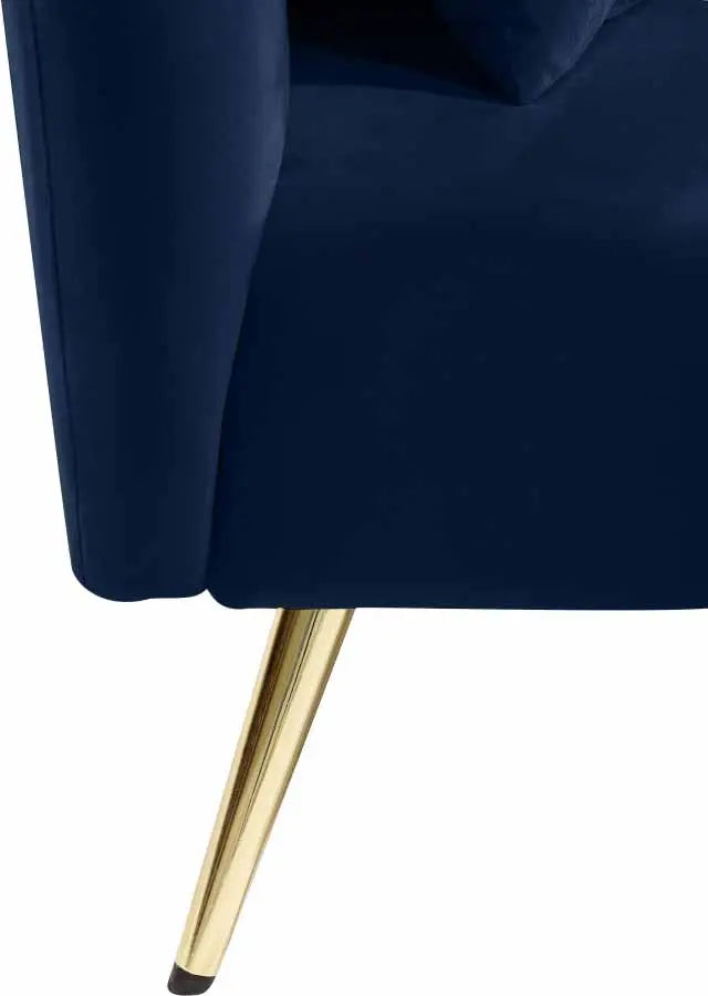 Meridian Furniture - Nolan Velvet Chaise In Navy - 656Navy-Chaise