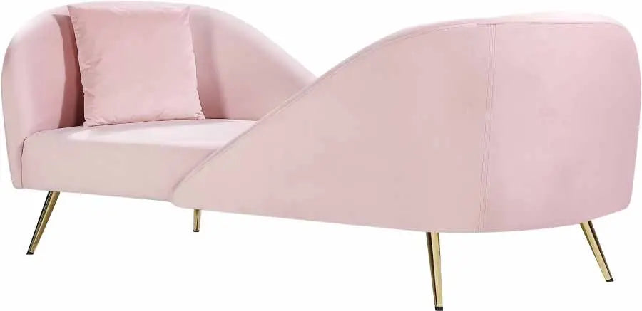 Meridian Furniture - Nolan Velvet Chaise In Pink - 656Pink-Chaise