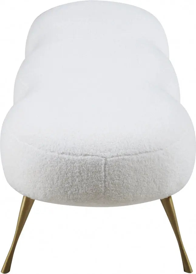 Meridian Furniture - Nube Faux Sheepskin Fur Bench In White - 109Fur