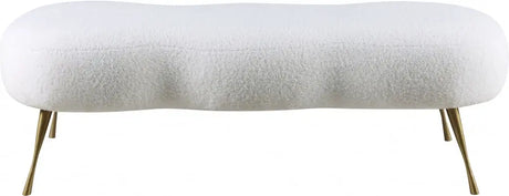 Meridian Furniture - Nube Faux Sheepskin Fur Bench In White - 109Fur