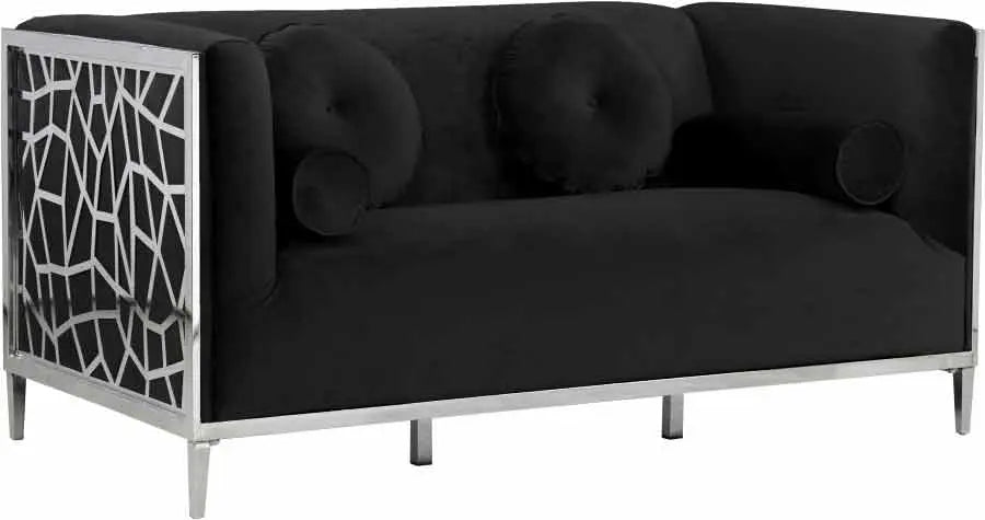 Meridian Furniture - Opal 3 Piece Living Room Set In Black - 672Black-S-3Set